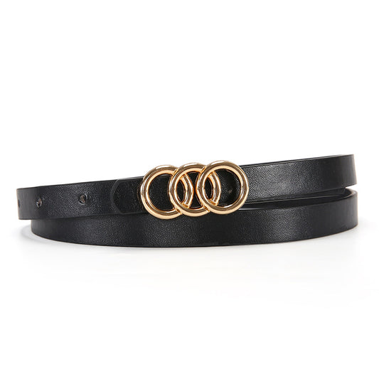 Women's Belt White Three-circle Simple All-matching Jeans