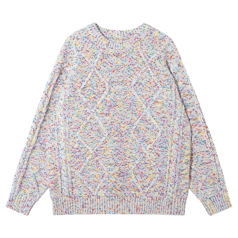 Løs pullover til mænd med prikker og rund hals
