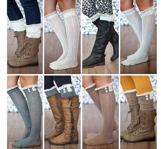Long Tube Lace Over The Knee Socks Fashion Ladies Hollow