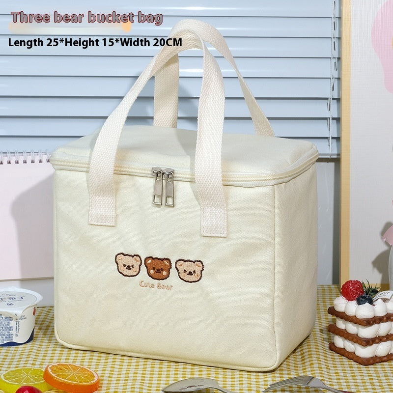 Cherry Bear Good-looking Lunch Box Bag Portable Office Worker Large Capacity Storage Bag