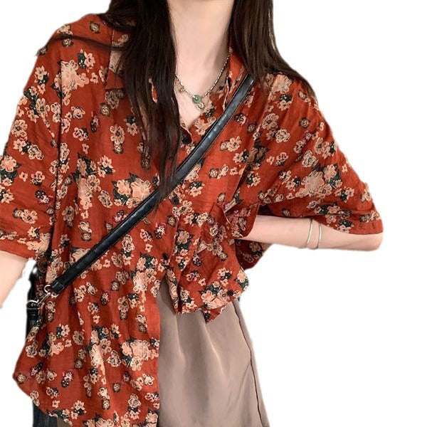 Floral Shirt Casual Loose Top Men And Women