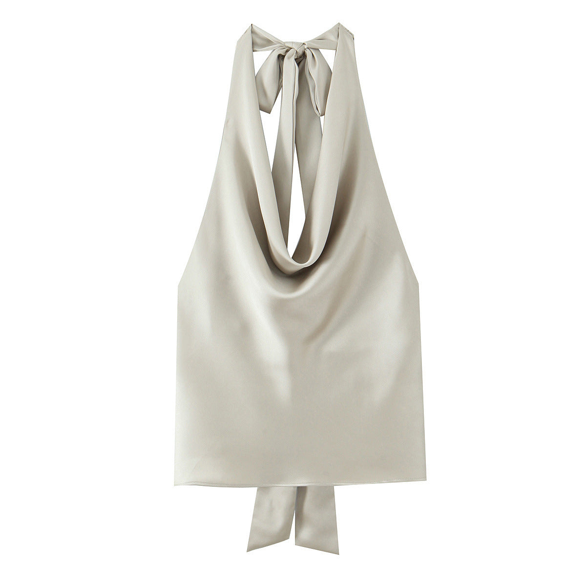 Sexy Backless Bow Halter Top With A Silky Satin Finish