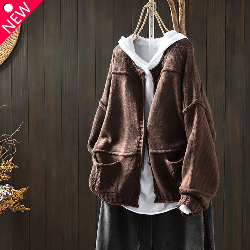 Women's Vintage Distressed Stitching Knitted Sweater