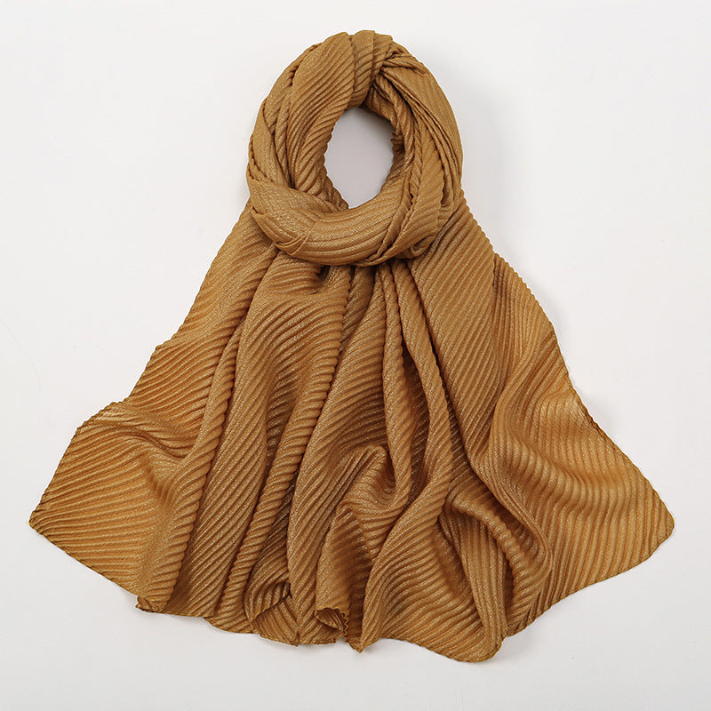 Pure Color Crumpled Polyester Soft Women's Casual Scarf