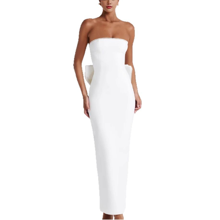 Elegant High-end Womens Solid-color Sleeveless Tube Dress