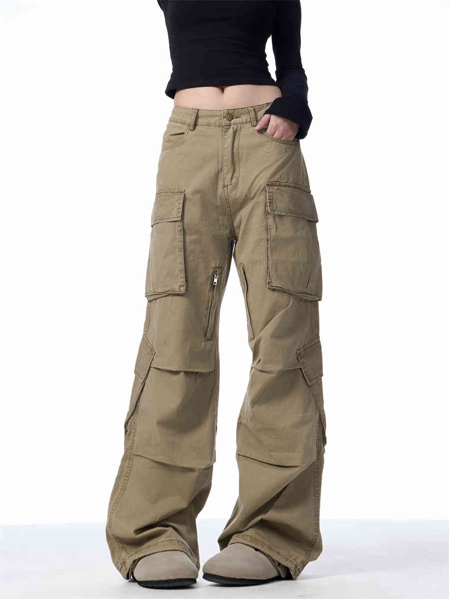 Retro Multi-pocket Cargo Loose Straight Casual Pants