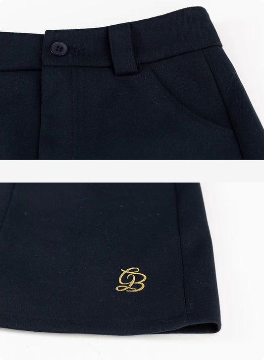 American Navy Blue A-line Skirt For Women