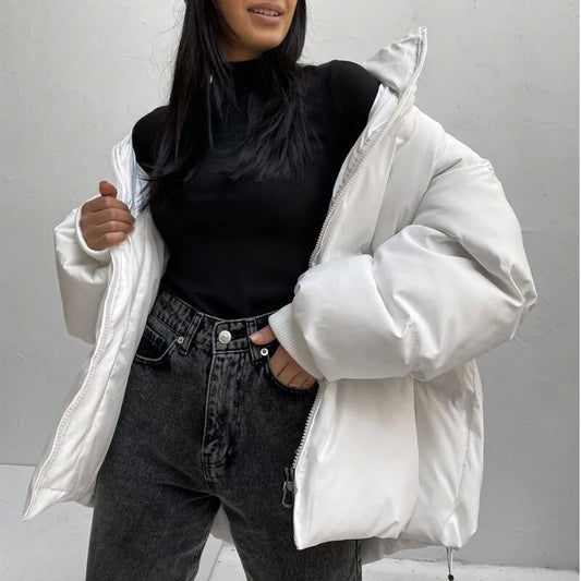 Thickened Cotton-padded Puffer Coat For Warmth In Fall And Winter