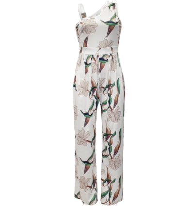 Women's Fashion One-shoulder Print Temperament Jumpsuit