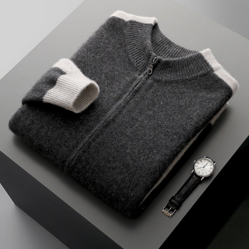 Men's Half Turtleneck Zipper Cardigan Thickened Sweater Warm Multi-color Coat