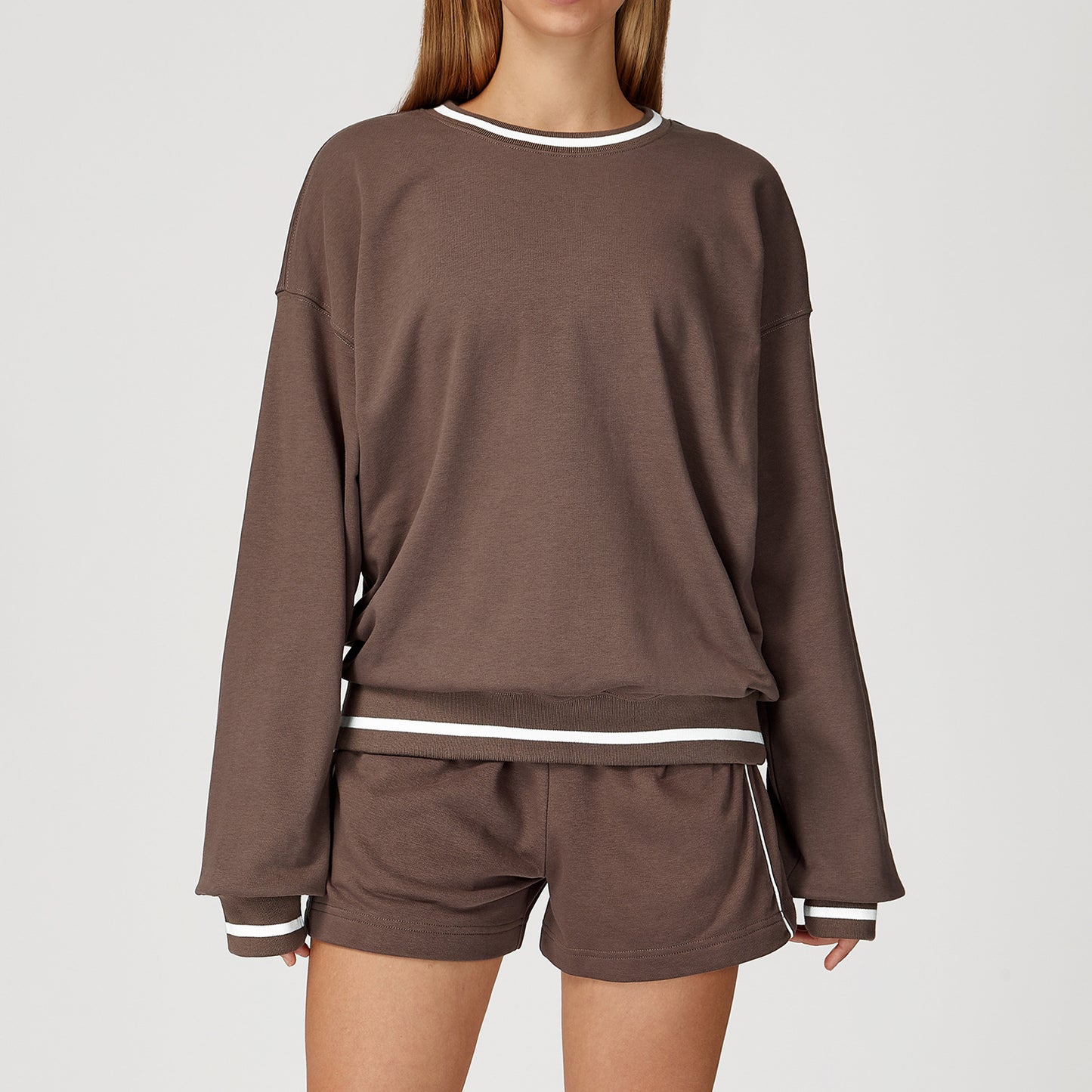 Contrast Color Sweatshirt Long Sleeve Loose Round Neck Fashion Sweater