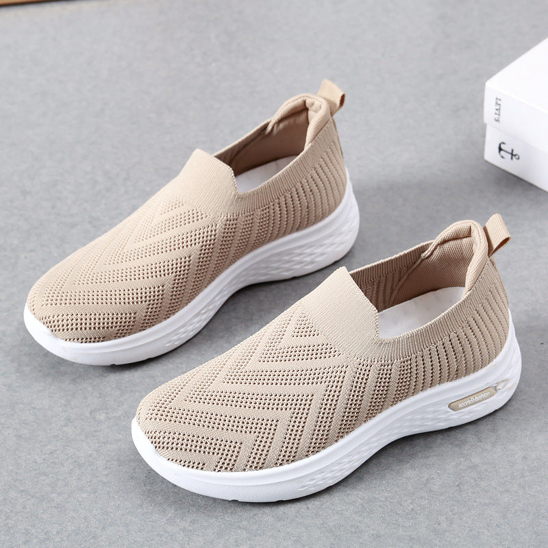 Afslappede mesh-sko strømpesko slip-on flade sko til kvinder sneakers afslappede bløde såler gåsko sportssko