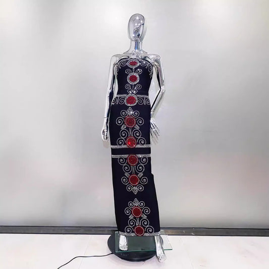 Totem Rhinestone Sheath Black Tight Trousers Bandage Evening Dress