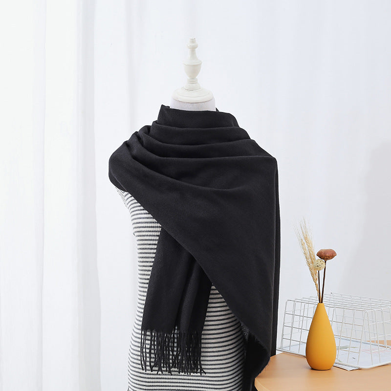 Solid Colored Long Towel Thickened For Warmth