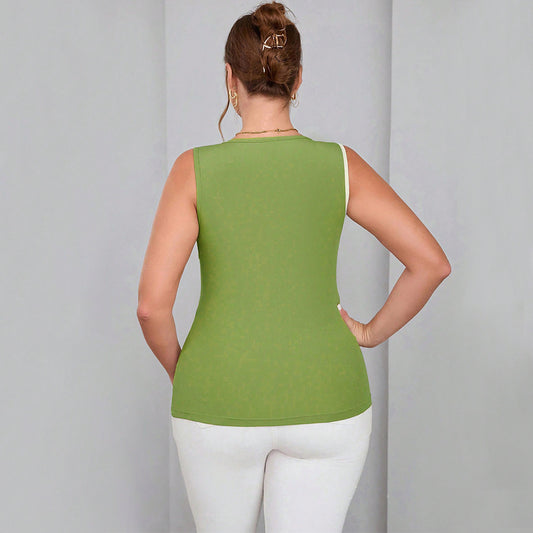 Women's Slim-fit Sleeveless Knitted Patchwork Color-block Vest