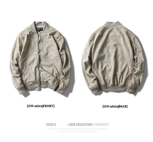 Suede Stand Collar Men's Baseball Uniform Flight Suit Young And Middle-aged Jacket