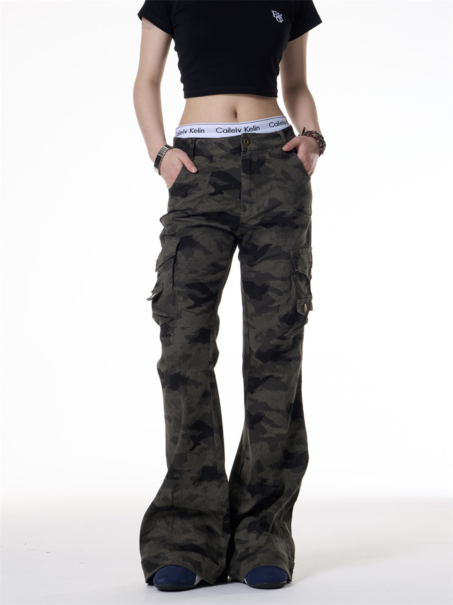 American Retro Camouflage Multi-pocket Cargo Pants