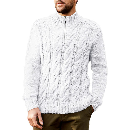 Sweater til mænd ensfarvet halv højhalset langærmet sweater