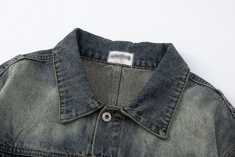 Washed And Worn Denim Clothes Jacket Men's Punk