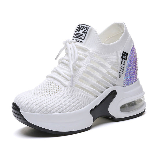 Daddy Shoes Breathable Mesh Shoes Casual All-match Thick-soled Inner Increase Sports White Shoes