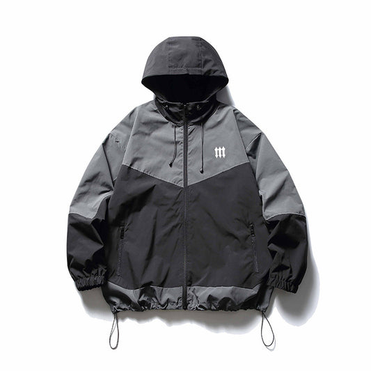 Men's Outdoor Color Contrast Patchwork Tooling Shell Jacket
