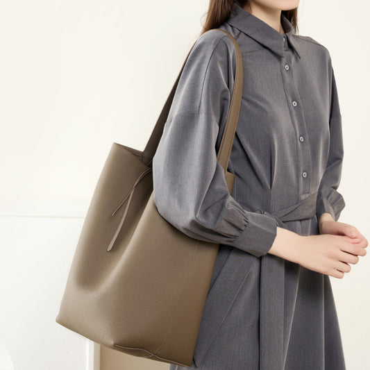 Idle Style Leather Large Capacity One-shoulder Bucket Bag