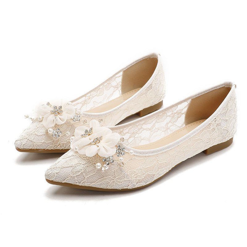 French Ethnic Minority High Sensitivity Apricot Wedding Shoes