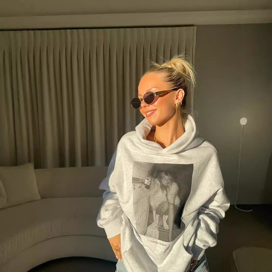 Hættetrøje Trend Mode Løs Printet Sweater