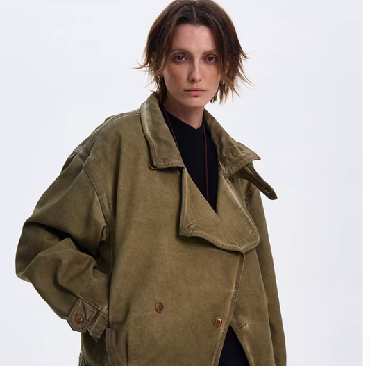 American Style Washed And Distressed Silhouette Jacket