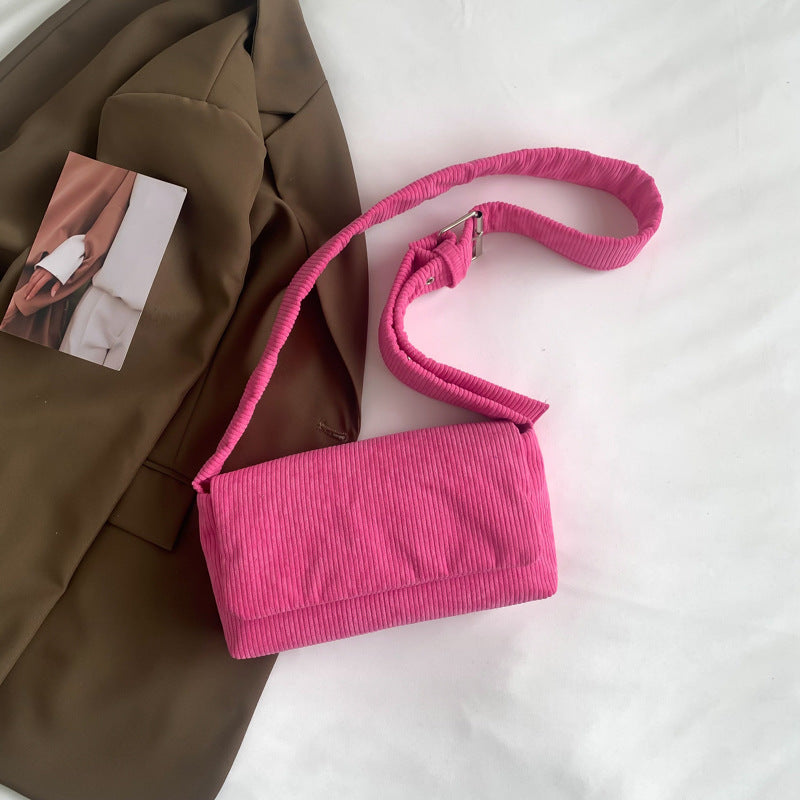 Solid Color Simple Corduroy Casual Bag