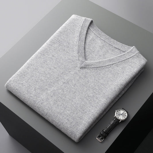 Men's V-neck Vest Middle-aged And Elderly Warm Sweater