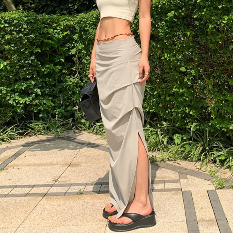 Long Slit Skirt In Women's Pocket