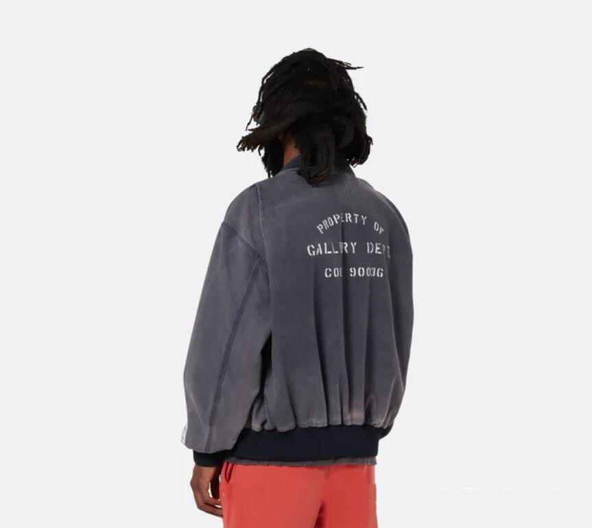 Distressed Lettered Denim Loose Jacket