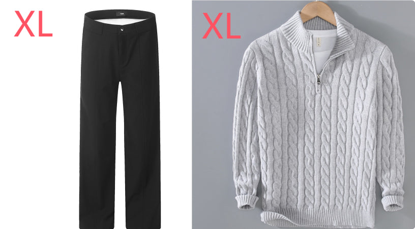 Half-high Neck Thickened Thick Needle Men's Sweater Zip Loose Pullover Knitwear