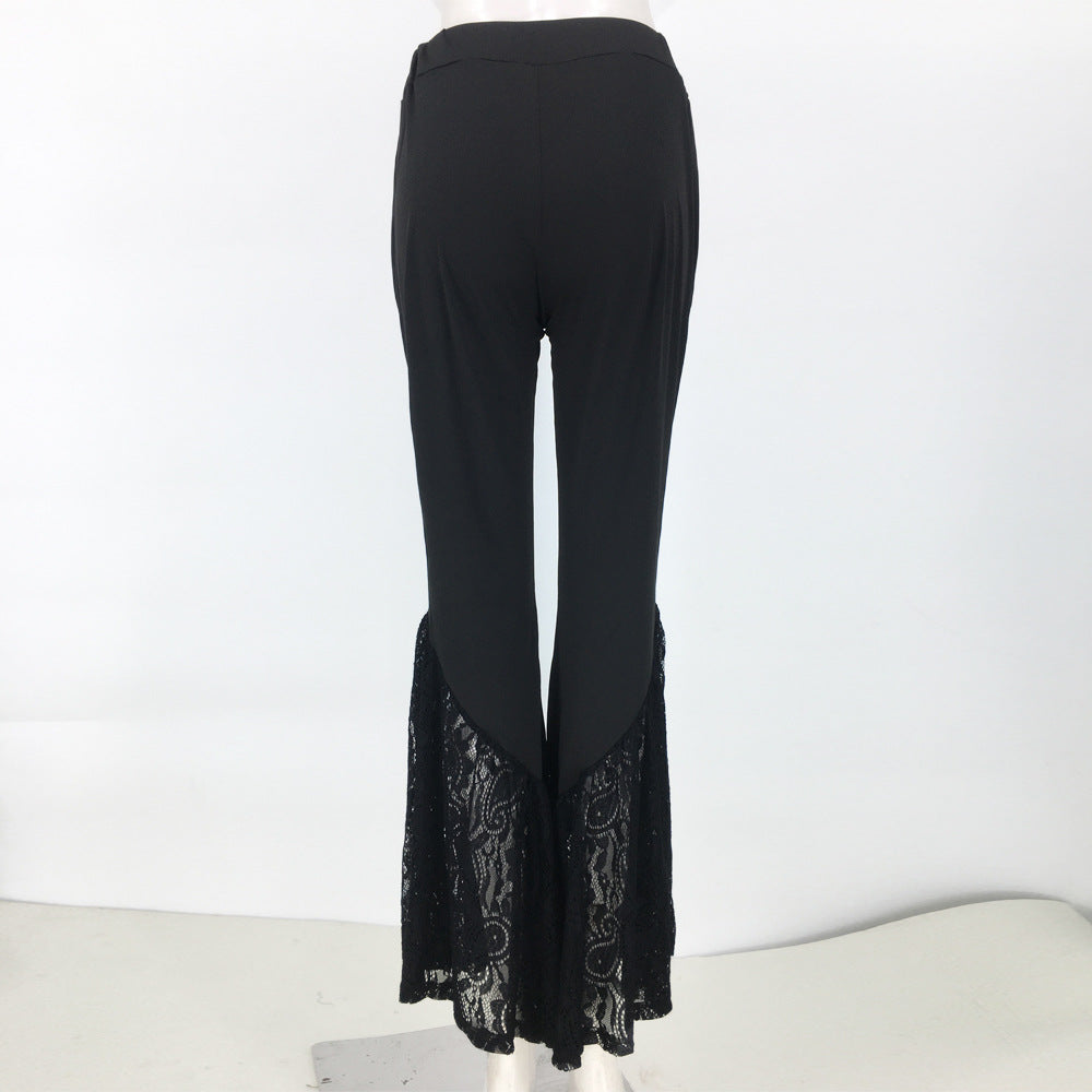 Women's Knitted Lace Bell-bottom Pants