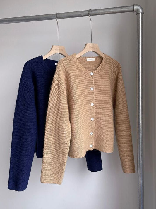 Gentle Short Knit Cardigan Ladies Solid Color