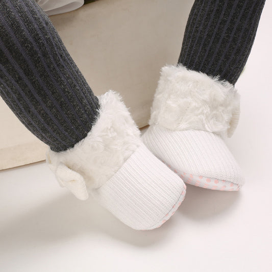 Years Old Men And Women Baby Snow Boots Bow Knitted Babies' Shoes