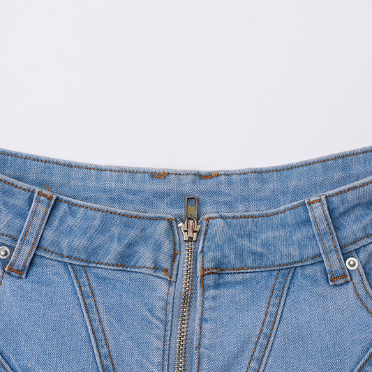 Three-dimensional Ruffled Stitching Denim Skirt