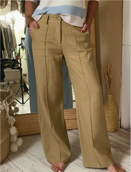Women's Solid Color Casual Wide Leg Loose Drawstring Trousers