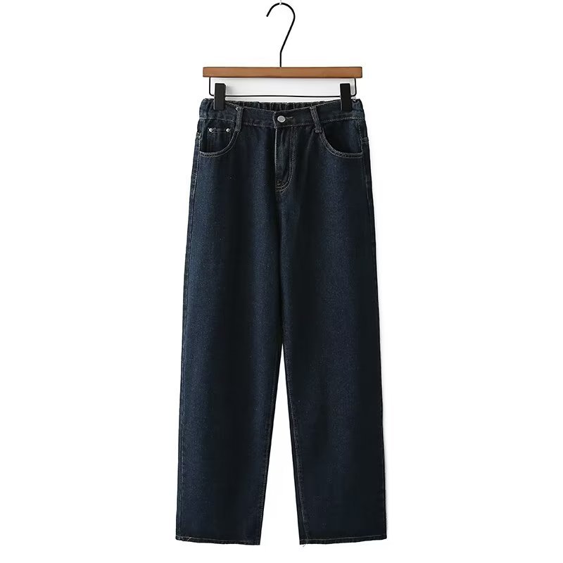 Højtaljede slankende jeans med lige ben Løse