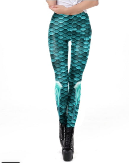Hot-selling New Arrival Scale 3D Digital Printing Magic Color Slim-fit Pants European And American Sports Yoga Cropped Leggings