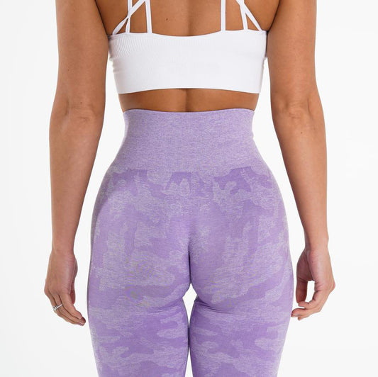 Fashion Snowflake Cropped Camouflage Jacquard Seamless Fitness Yoga Pants