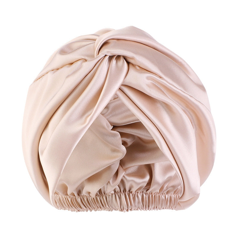 Europe And The United States Popular Imitation Silk Double Layer Nightcap Cross Twist Cap