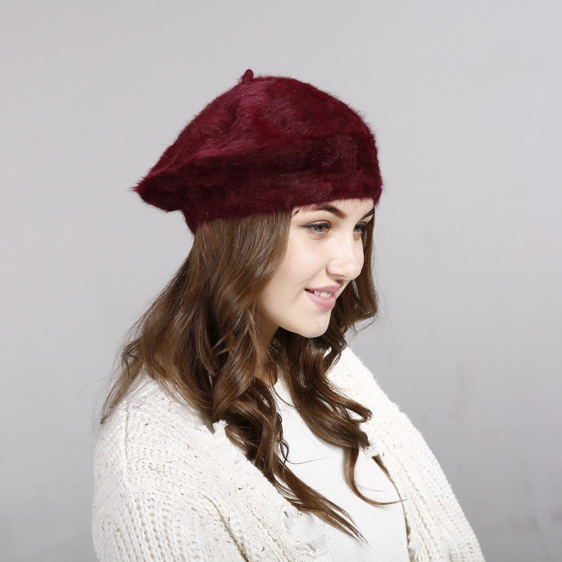 Women's Solid Color Wool Bud Sweater Painter Hat
