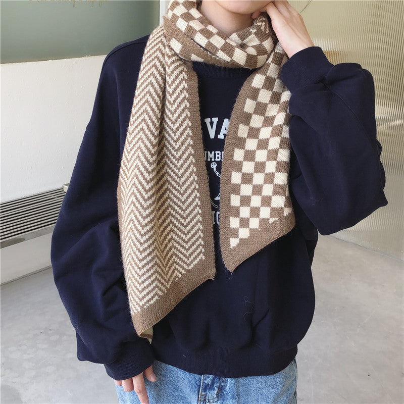 Fashionable Women's Checkerboard Plaid Warm Scarf