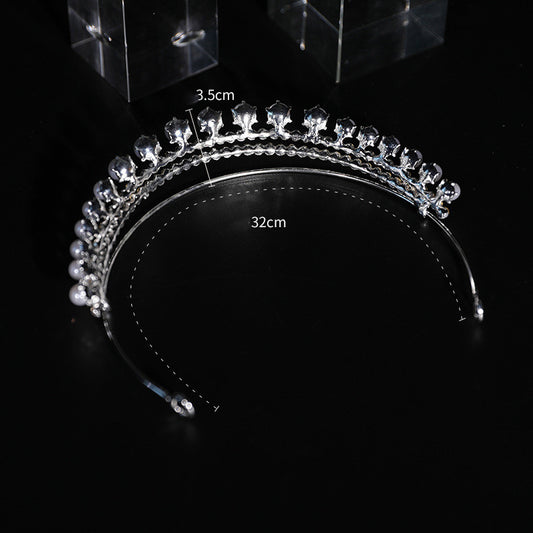 Crown Wedding Bride Headband Pearl Rhinestone Headwear
