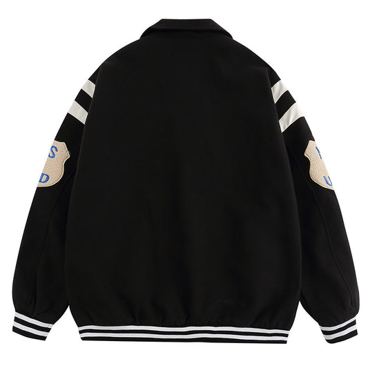 Towel Embroidered Lapel Jacket Baseball Men's Coat