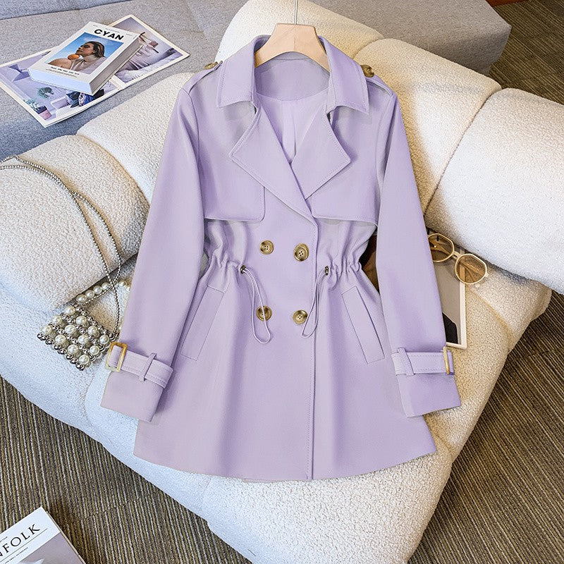 Women's Fashion Tailored Collar Trench Coat Waist Trimming Coat