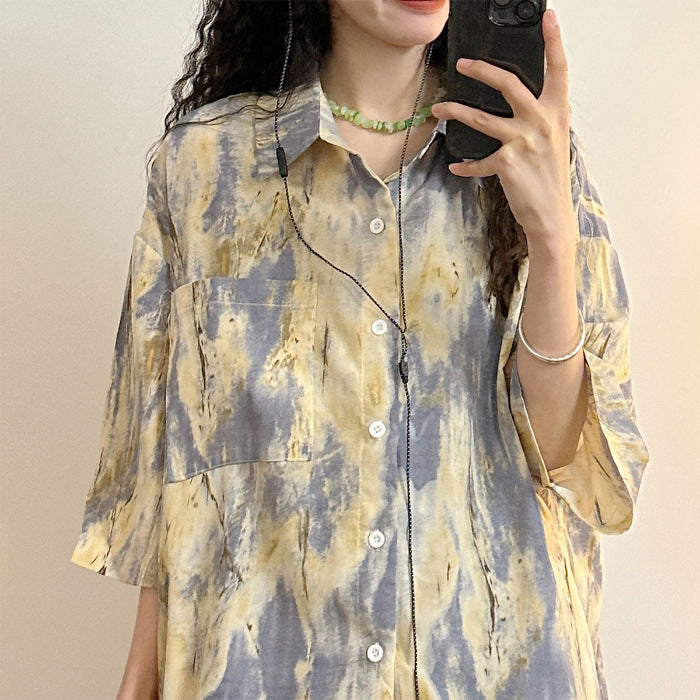 Design Sense Niche Tie-dyed Shirt Short Sleeve Shirt