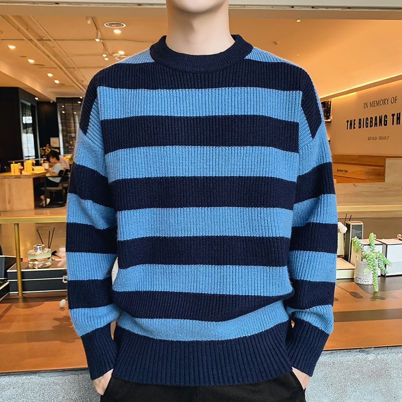 Thick Thread Sweater Men's Knitted Shirt Autumn And Winter Round Neck Fashion Base Sweater
